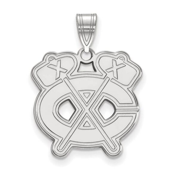 Sterling Silver NHL Chicago Blackhawks Large Pendant - Picture 1 of 4